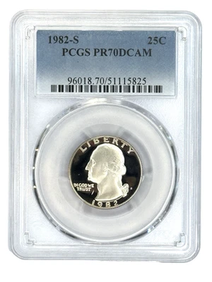 1982-S 25C Washington Quarter Graded PR70 DCAM by PCGS - Image 1 of 2