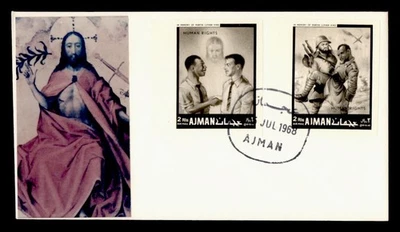 DR WHO 1968 AJMAN FDC HUMAN RIGHTS IMPERF COMBO REAL PHOTO CACHET M56396 - Image 1 of 2