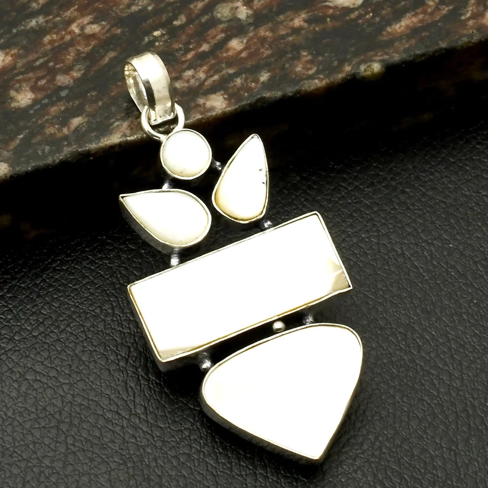 Mother Of Pearl Gemstone Handmade Pendant Jewelry Gift For Women 2.6" AP-38222 - Image 1 of 1