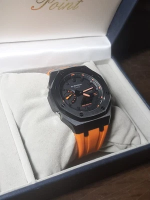 Orologio G-Shock Casio GA2100 Custom CasiOak Black Stainless Steel Orange Rubber - Immagine 1 di 4