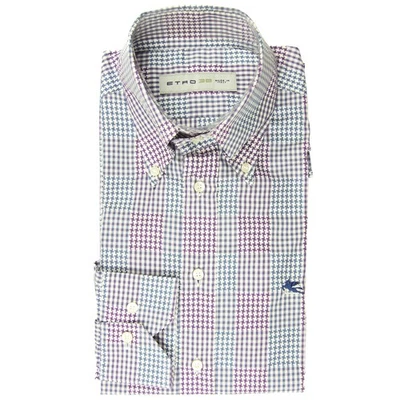 Etro Purple Houndstooth Cotton Shirt - Slim - 15/38 - (GN) - Image 1 of 3