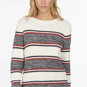 BARBOUR Pullover gestreift Strick Merseyside Damen US 10 weiß grau rot Streifen adrett - Bild 1 von 12