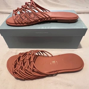 Seychelles-Lulus Size 9 Coral Leather Knotted Strap Slip-On Sandals Comfort - Picture 1 of 17