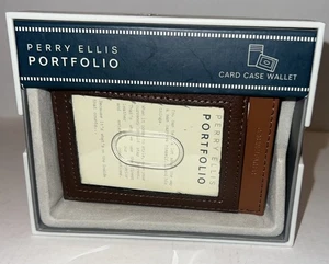 Portafoglio uomo Perry Ellis Portfolio porta carte in pelle marrone - Foto 1 di 6