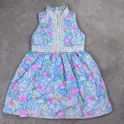 Lilly Pulitzer Girls' Mini Franci Dress In Coral Bay Size 14 - Image 1 of 4