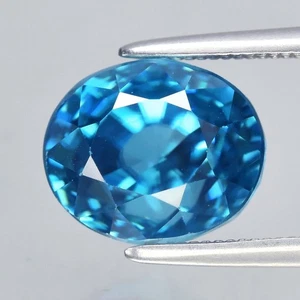 💎 5.99ct 9.2x7.5mm VVS Oval Natural Blue Zircon - Gentle Heat, Cambodia Gem - Picture 1 of 4