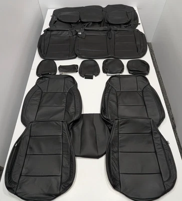 Fundas de asiento de cuero negro para Chevrolet Silverado Crew 2500 ZR2 2025 2026 NT38 Foto 1 de 4