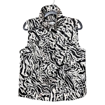 Chaleco sin mangas Zenergy by Chico para mujer talla 1 negro blanco estampado animal Foto 1 de 4