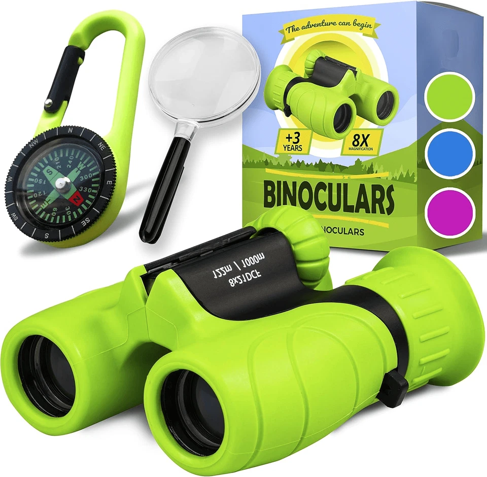 Kids Binoculars 8x21 with Magnifier & Compass - Toys for Boys Girls Age 3-12Year - Image 1 of 4