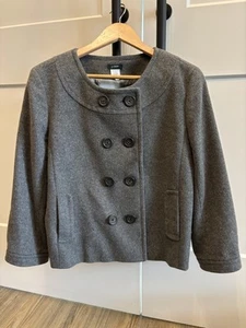 J Crew Double-Breasted Lined Wool Cashmere Women's Jacket Gray Size 14 - Picture 1 of 9