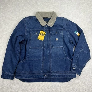 Carhartt Sherpa Lined Denim Jacket Men’s XL Relaxed Fit Blue Sherpa Lined - Picture 1 of 11