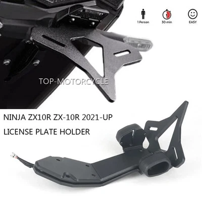 Soporte de matrícula ajustable para moto Kawasaki Ninja ZX10R ZX10R 2021+ Foto 1 de 4