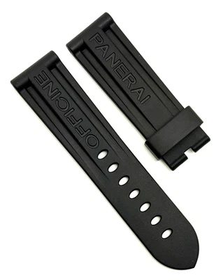 Correa de reloj de goma negra Officine Panerai 24 mm x 22 mm Tang auténtica OEM Foto 1 de 4