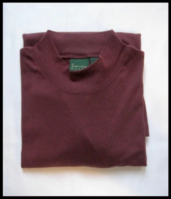 Camiseta cuello falso Scandia Woods rara de colección - granate y negra 55% algodón LG 80-90s NUEVA Foto 1 de 2