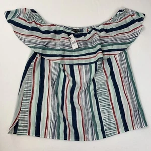 Lane Bryant Ruffle Sleeveless Top Blouse Womens 14/16 Off Shoulder Peasant Boho - Picture 1 of 12