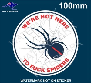 WE'RE NOT HERE TO F#CK SPIDERS STICKER FUNNY - Picture 1 of 1