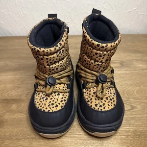Zara Kid's Leopard Print Winter Snow Boots with Side Closure 26 EU/4 USA EUC - Picture 1 of 10