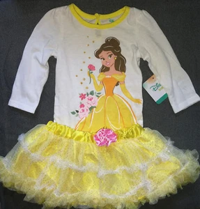 @*BODY DE MANGA LARGA DISNEY PRINCESS BELLE 2 PIEZAS Y FALDA TUTÚ DE TUL AMARILLO @ ¡NUEVO CON ETIQUETAS! - Imagen 1 de 3