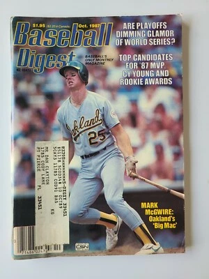 Baseball Digest October 1987 Mark McGwire Oakland A’s Athletics MLB - Image 1 of 2