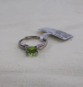Womens Adjustable Silver Ring Signed 925 With Natural Peridot Stone NEW - Picture 1 of 5