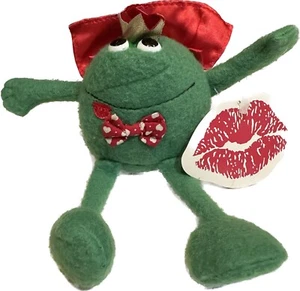 Vintage Punze Plüsch Frosch Prinz Kussanhänger Valentinstag Herz Liebe Vorschlag grün 6 Zoll - Bild 1 von 15