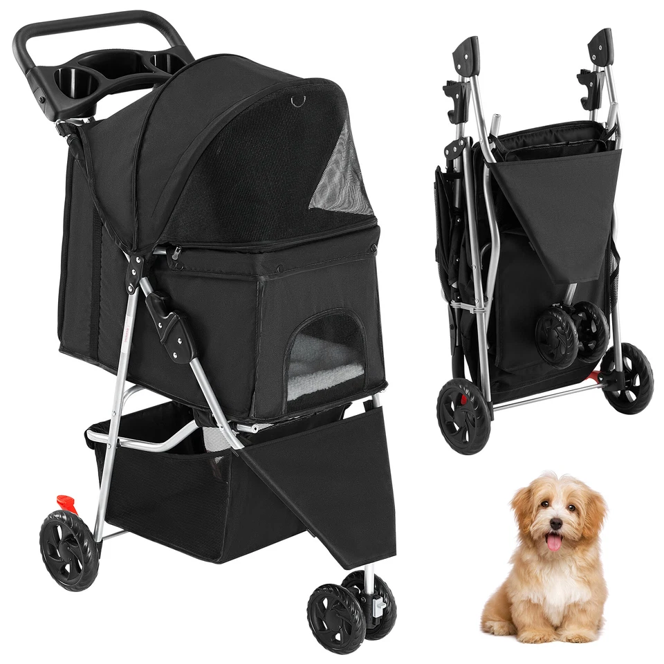 Pet Stroller, Dog Outgoing Seat, Black Tricycle with Storage Bag - Image 1 of 4