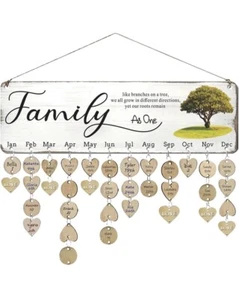 Gifts for Mom Grandma - Wooden Family Birthday Plaque Calendar Reminder Board - Picture 1 of 5