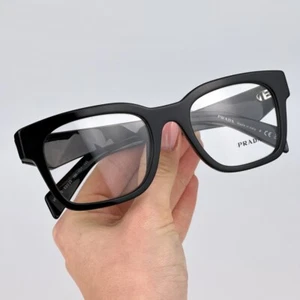 Prada Women Eyeglasses Black Demo Square PRA10V 16K101 BRAND NEW - Picture 1 of 12