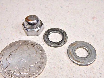 79 SUZUKI DS185 MISC REAR SHOCK ABSORBER MOUNTING NUT & WASHERS #1 - Image 1 of 4