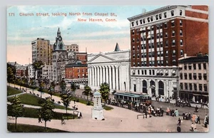 Church Street Blick nach Norden von Chapel Street Ansicht New Haven CT um 1916 Postkarte - Bild 1 von 2