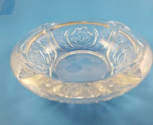 Vintage KIG Indonesia Pressed Glass Rose Pattern Ashtray 4 Rest 6" - Picture 1 of 4
