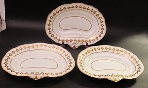 Fine Set of 3 French OLD PARIS Porcelain Cresent Serving Bowls,  circa 1850s - Picture 1 of 9