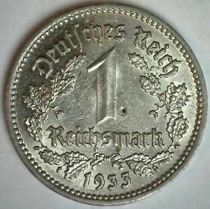1933 F Germany Third Reich Nickel Content Reichsmark Coin BU/Uncirculated Eagle - Picture 1 of 2