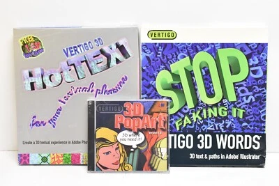 3 Vintage Vertigo 3D Software PopArt HotTex Words Adobe Photoshop Mac/Win EUC - Image 1 of 4