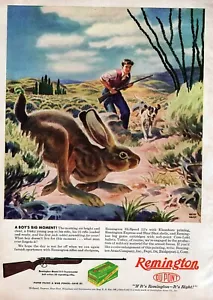 1945 Remington Model 511 Scoremaster Rifle Rabbit Hunting Original Color Ad - Picture 1 of 1