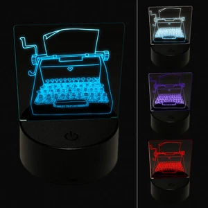 Retro Hand Drawn Vintage Typewriter With Blank Paper LED Night Light Sign Lamp - Picture 1 of 6