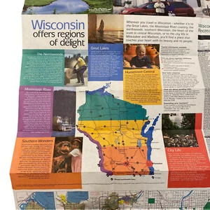 Vintage Straßenkarte Wisconsin Regions Of Delight 2001-2002 - Bild 1 von 8