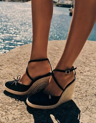 ZARA ALPARGATAS TACÓN ALTO NEGRAS CORBATA AL TOBILLO - UK 7 EUR 40 Foto 1 de 4