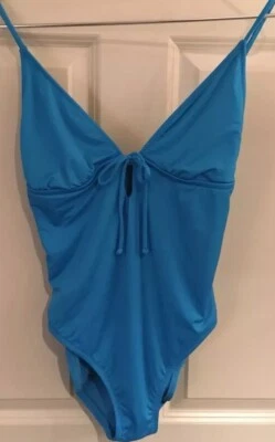 Maiô Massimo M One Piece azul turquesa gravata corpete - Imagem 1 de 4