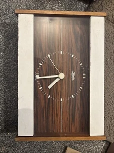 VINTAGE 25cm Diehl Mantel Clock - Retro Wooden Desk Clock Mid Century Bauhaus - Picture 1 of 5
