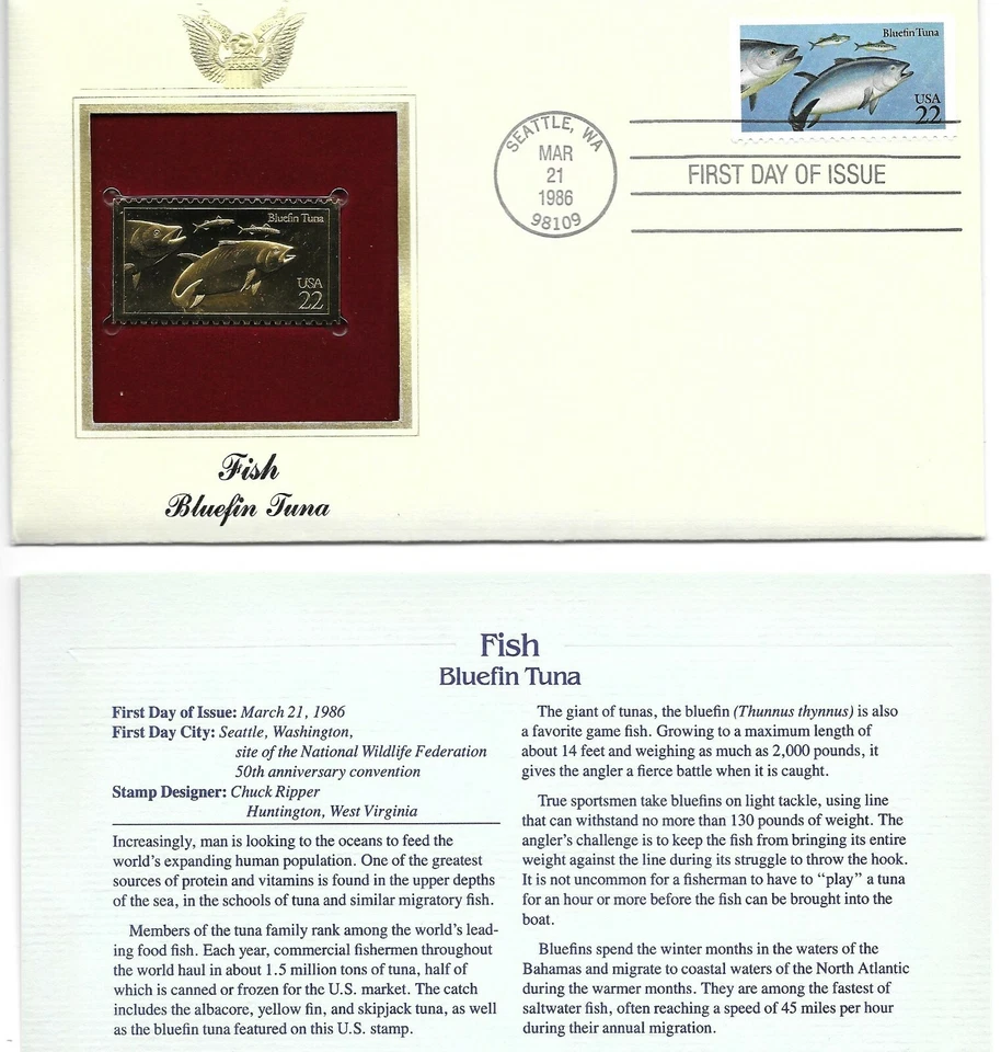 Fish--Bluefin Tuna--1st day issue-Golden Replica - Image 1 of 1