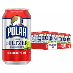 Polar Seltzer Water Cranberry Lime, 12 Fl Oz Cans, 18 Pack - Picture 1 of 12