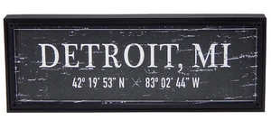 City of Detroit, MI Latitude Longitude Coordinate Sign Wall Art Room Home Decor - Picture 1 of 6