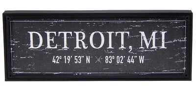 City of Detroit, MI Latitude Longitude Coordinate Sign Wall Art Room Home Decor - Image 1 of 4