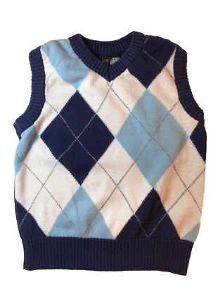 Chaleco Suéter The Children's Place Nº 915 Azul Patrón Argyle Talla XS 4 Foto 1 de 4