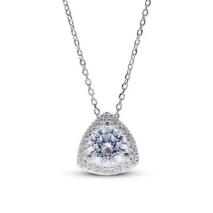 Flawless Trillion shape Sterling Silver Pendent Necklace Brilliant C Zirconia - Picture 1 of 11