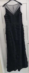 Black layered full length maxi evening dress size 10 long - Picture 1 of 15