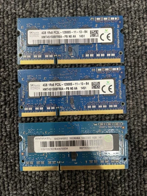 3) SK Hynix (2) - 4GB HMT451S6AFR8A-PB PC3L-12800S + (1) Ramaxel Nn031410052 4gb - Image 1 of 2