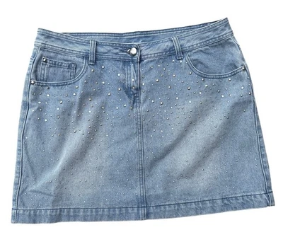 George Women's Cotton Short Length Blue Denim Skirt Size UK 16 W36 - Image 1 of 4