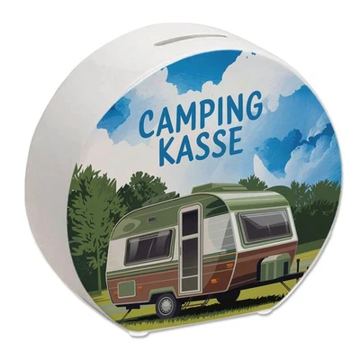 Wohnwagen auf Feld - Camping Kasse Spardose - Bild 1 von 4